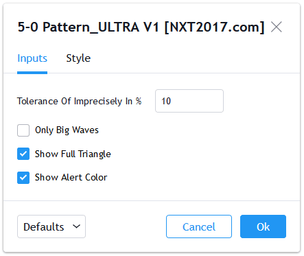 Settings of the 5-0 indicator